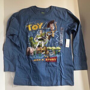 NWT - Disney Store Toy Story LS Tee - Blue - Boys Size 10/12